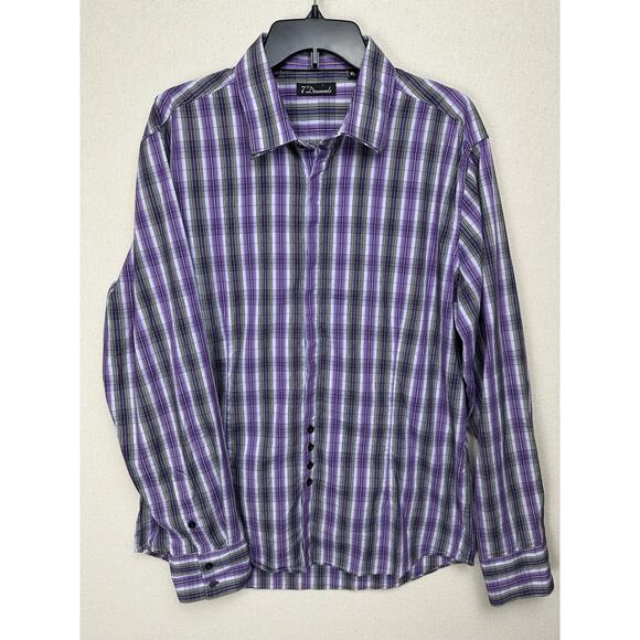 Authentic 7 Diamonds Men’s Long Sleeve Button Up Shirt Size XL Purple Plaid - Picture 1 of 11